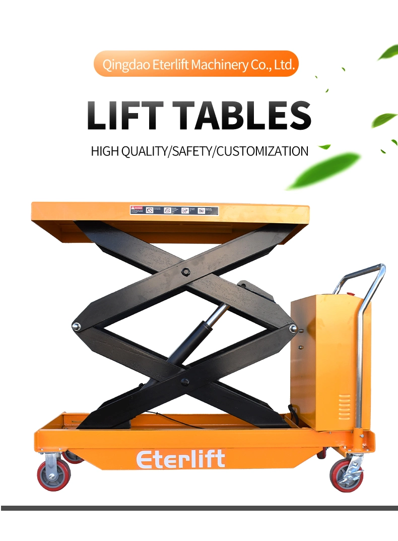 High Quality CE Portable Electric Hydraulic Warehouse Mobile Manual Cargo Battery Indoor Mini Hand Work Double Scissor Lift Table Platform Trolly Equipment