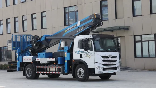중국 공중 플랫폼 작업 차량 공장 Jiuhe 45m 트럭 탑재 공중 작업 플랫폼