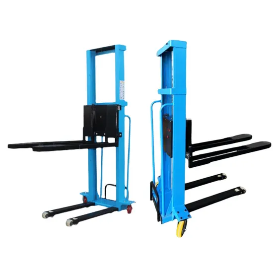 0.5 톤 1 톤 휴대용 무선 원격 제어 지게차 유압 스태킹 트럭 소형 전동 지게차 스태커